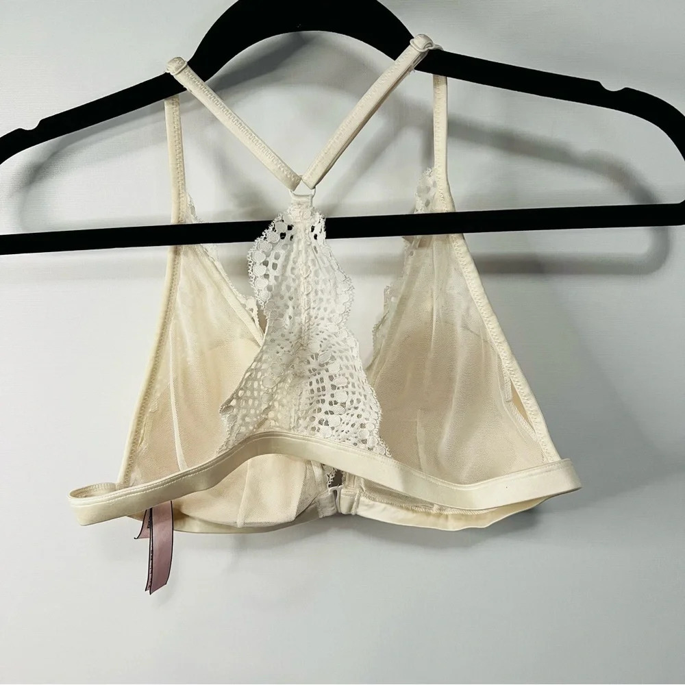 Victoria’s Secret Lace Racerback Bralette Ivory Size XL NWOT